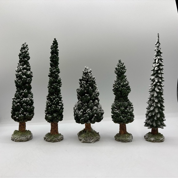 Department 56 1998 Vintage Village Snowy Evergreens Set Of 5 Large 52614 Retired - Picture 8 of 12